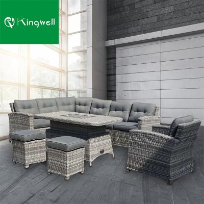 China Modern Low Price Furniture Set Rattan Outdoor Structure Furniture KD Wicker Sofa Patio Set With Mail Packing for sale