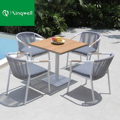 China Best Selling Teak Dining Table Furniture Rope Set Outdoor Table and Chairs Modern Wood Outdoor Garden Furniture in Garden Sets for sale