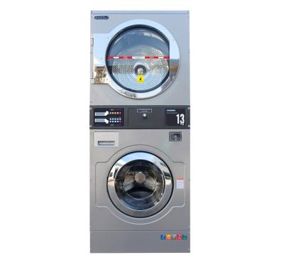 China Other Industrial Automatic Coin Operated Stacked Washer Extractor And Dryer 13Kg Capacity Commercial Washing Laundry for sale