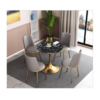 China Adjustable (other) Restaurant table light luxury golden edge stainless steel square table redrestaurant coffee cafe tea shop slate dining table for sale