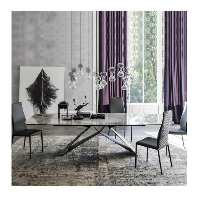 China Adjustable (other) Dining furniture Marble dining tables Light luxury dining table set modern minimalist stainless steel for sale