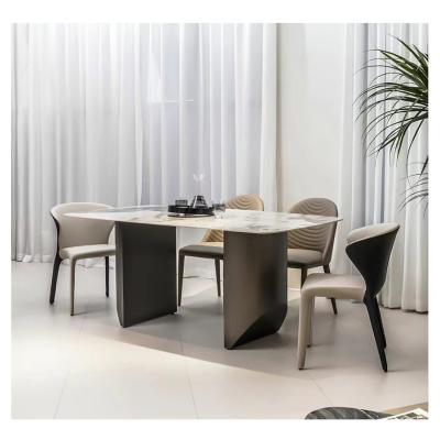 China Adjustable (other) Dining Table Artificial Dinning Room Table Set Modern Furniture Luxury Sintered Stone Dining Table And Chairs for sale