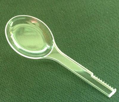 China individual package  Ice cream scoop in clear lucite 89 mm length round head small plastic spoon for sale