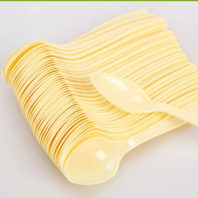 China beige color 11 cm disposable plastic spoons for sale