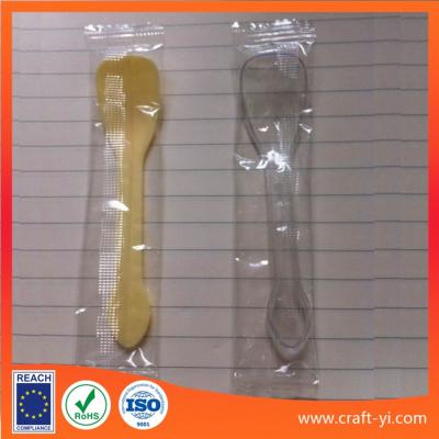 China individual package small plastic spoon for ice cream or jelly in transparent or yellow color for sale