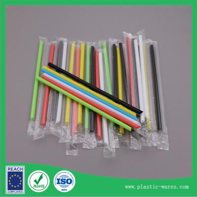 China Diameter 6mm length 185mm Drinking straw for juice in colorful individual package for sale