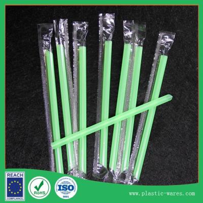 China Disposable straight plastic drinking Straws for Juice beverage in green color for sale