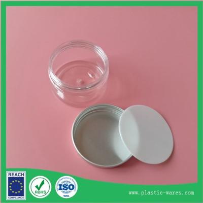 China transparent 50 ml plastic jar with screw on lid with aluminum lid for sale