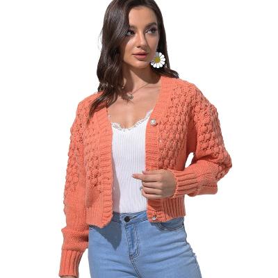 China V-neck long-sleeved loose autumn and winter 2021 plus size knitted cardigan women's new solid color straight and lazy blouse sweate for sale