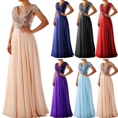 China New Arrival Ladies Breathable Elegant Sequin Formal Dress Long Wedding Bridesmaid Dinner Dress for sale