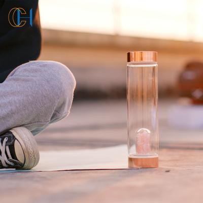 China Sustainable Custom Logo Natural Glass Crystal Water Bottle Chakra Crystal Infused Water Drinking Bottle for sale