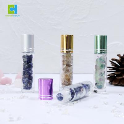 China Eco-friendly Recyclable Different Types Of Lids And Rollers Standard Gift Boxes Standard Elegant Crystal Gemstone Roller Packing Roll Top Bottle for sale