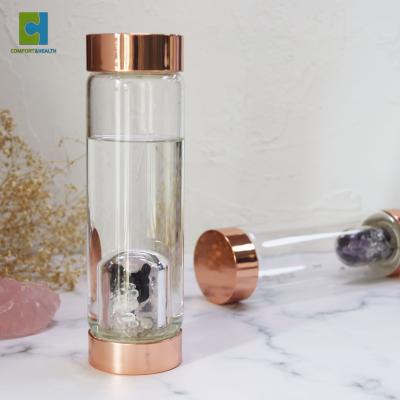 China Europe Crystal Quartz Custom Infuser Gemstone Stainless Steel Drinking Bottle for sale