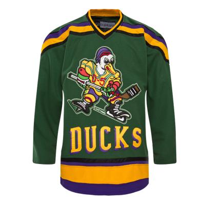 China Antibacterial The Force Ducks Green Movie Hockey Shirts Goalie Cut Custom Name / Number for sale