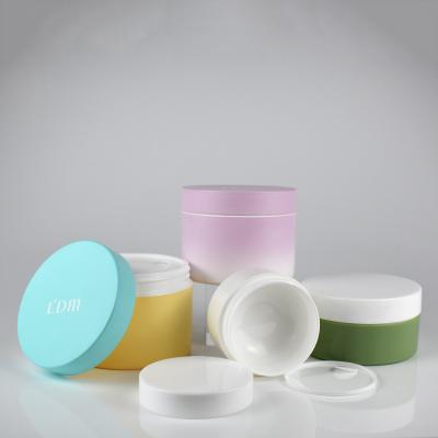 China High quality cosmetic plastic empty tank,double wall round pp 50 100 150 200 250g one set cosmetic container for paste and powder for sale