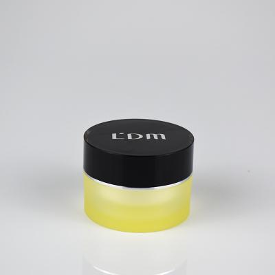 China LDM Cosmetic Wholesale Plastic Empty Jars, Yellow Clear Body With Black Cover 15g 30g 50g Luxury Cosmetic Cream Boxes With Double Wall for sale