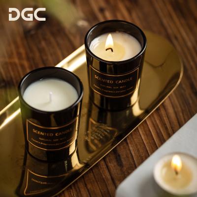 China Festival Decoration Selection DGC High Quality OEM and ODM Black Glass Jar Scented Candle 100% Soy Wax Aroma Candle Decoration Gift Set for sale