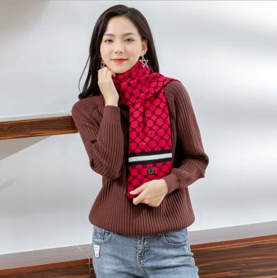 China Hot Selling Red Hot Trendy Fashionable Amazon Plaid Shoulder And Neck Scarf Heating Rechargeable Battery Powered Scarf Best Quality for sale