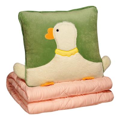 China Anti-Static Soft Plush Animal Hand Warm Cartoon Goose Three In One Glow Plush Cushion Bed Glow Office Nap Home Cover Pillows for sale