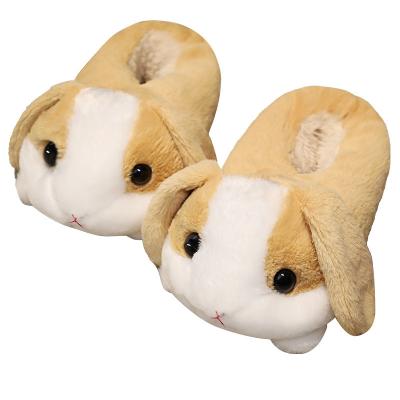 China Cute Cartoon Animal Shape Plush Cotton Indoor Soft Bottom Slippers for sale