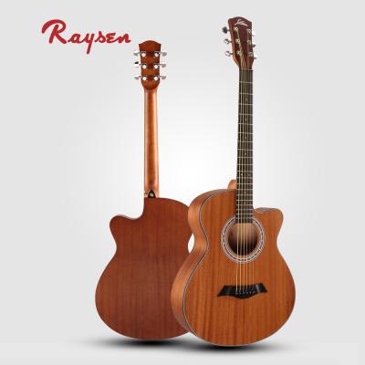 China Sapele Acoustic Guitar For Beginners Sapele Wood Guitar 40 Inch Cutway Acoustic Starter Guitar for sale