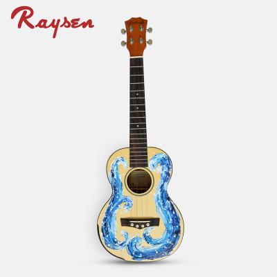 China Best Woodend Toy For Kids Raysen Ukulele Artist Freehand Drawing Colorful Guitar DIY Student Customized Gift for sale