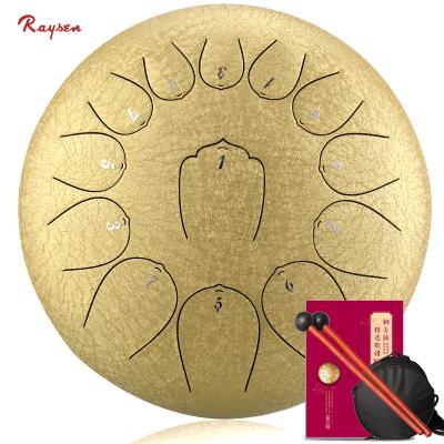 China Camping Raysen 12 Inch 13 Tone Tongue Drum Lotus Shape Steel Musical Instrument for sale