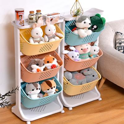 Китай Plastic Rack Toy Storage Shelf Bin Kitchen Storage Rack Sustainable Three-Layer Racks продается