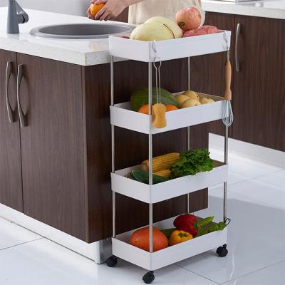 Китай Sustainable Wholesale Plastic Fruit Storage and Bathroom Storage Vegetable Rack with Wheels продается