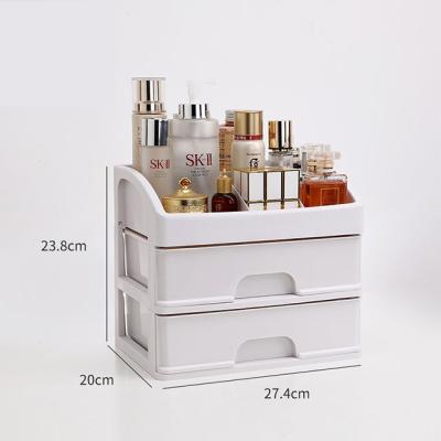 China Small Desktop Transparent 2 Layers Stored Stationery Storage Box Cosmetics With Drawers en venta