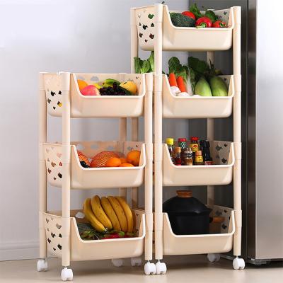 China 2 Stored In Rolling 5-Layers Trolley Fruit Shelf Display Basket Kitchen Storage Rack Vegetable Organizer Holders en venta