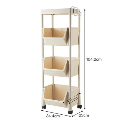 China Viable Plastic 4 Tier Kitchen Shelf Shelf Storage Organizer Rack For Sundries en venta