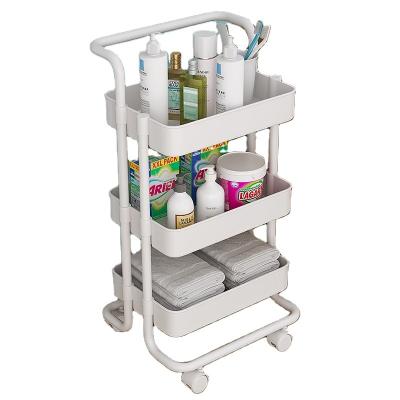 China 3-Layer Space Saving Organizer Kitchen Trolley Home Kitchen Movable Storage Shelf Stand Tool for sale