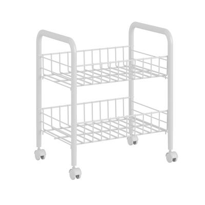 China China Kitchen Storage Rack Durable 2-Tier Metal Cart Rolling Cart Viable Supply New Design for sale