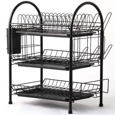 China Sustainable High Quality Three-Layer Kitchen Rice Bowl Home Food Draining Dishes Drying Rack Storage Rack Rack for sale