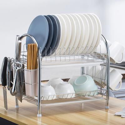 China New Type Kitchen 2 Tier Dish Rack Counter Cupboard Latest Products Sustainable Chopsticks Drain Storage Racks for sale