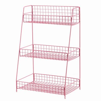 China Three Layers Metal Hardware Drawer Drawer Accessories Cosmetic Display Rack Sustainable Wire Basket for sale