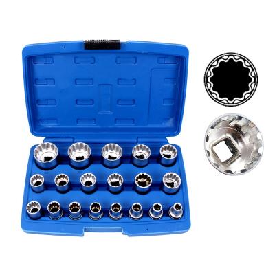 China Auto Repair Tool Srunv Hot Sale 19pcs 1/2 Dr. Gear Lock 8-32mm Size Spline Sockets Set 12 Point Matt Finish Hand Tool Kit for sale