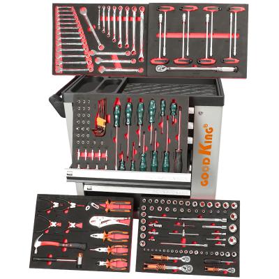 China Goodking 169pc 6drawers Iron Rolling Tool Chest Movable For Mechanics Garage Workshop Removable Tool Cabinet for sale