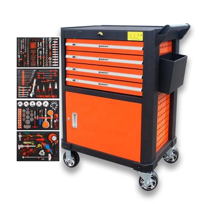 China Car Repair Garage Workshop 234 Pieces Garage Cabinet Trolley Cart Tool Kit with 4 Pullers EVA Combo Toolkit for sale