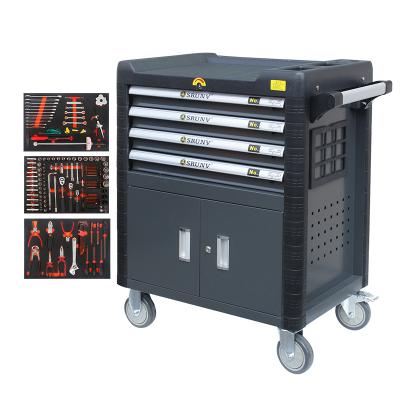 China Automotive Mechanics Repairs Srunv Tool Trolley Cart with 4 Drawers and 168 Pcs Tools Car Repair and Maintenance for sale