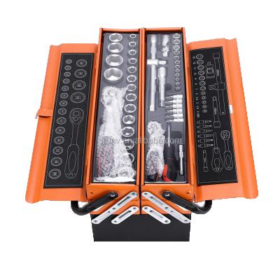 China SRUNV Auto Repair Tools-85 PCs Tool Box Auto Tool Kit with Socket Wrench Tool Kit in Iron Metal Box for sale