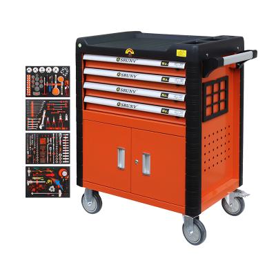 China Movable 234 Pieces Professional Auto Mechanic Repair Tool Trolley Holds 4 Drawer Tool Kits for sale