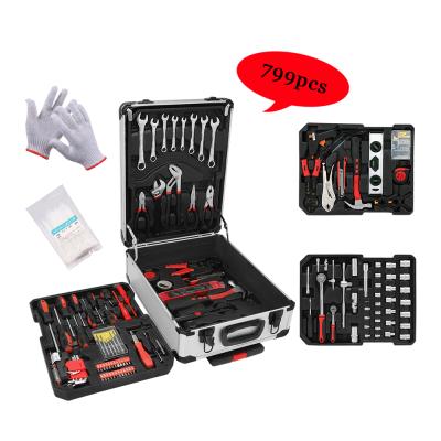 China Repair Used Srunv 799 Hot Selling High Quality Pcs Suitcase On Wheels Made Of Aluminum Tool Kit With 72T Ratchet Wrench Socket Set For Repair for sale