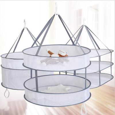 China Foldable Running Wholesale Mesh Hanging Net Laundry Basket Drying Clothes Sweater Toys Dolls Mesh Cloth Polyester Hanger Rack Eco-Friendly for sale