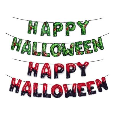 China No Reusable Hot Sale Halloween Party Decoration Aluminum Foil 16 Inch Happy Halloween Letter Balloon Set for sale