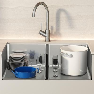 China Without Faucet Factory Direct Selling Customized Stainless Steel Modern Under Rectangular Double Kitchen Sink Faucets for sale