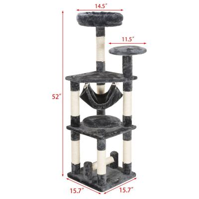 China High Quality Pet Interesting Viable Cat Climbing Cat Tree Interactive Cat Tree House With Hammock 132cm for sale