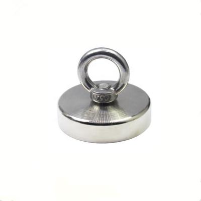 China Industrial Super Powerful Single Side N35 D90 Round Neodymium Fishing Magnet 330KG With Threaded Eye-magnet for sale