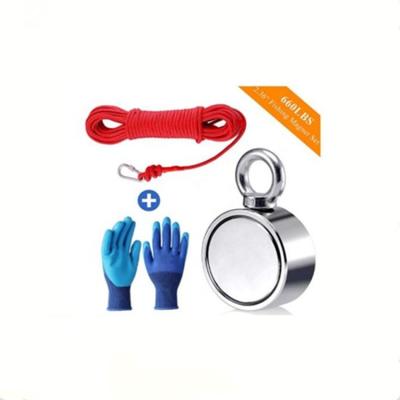 China Powerful Industrial Magnet D60mm Permanent Sintered Finished Neodymium Magnet With Gloves And Rope for sale